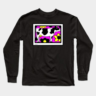 Funny Cow with Flowers Long Sleeve T-Shirt